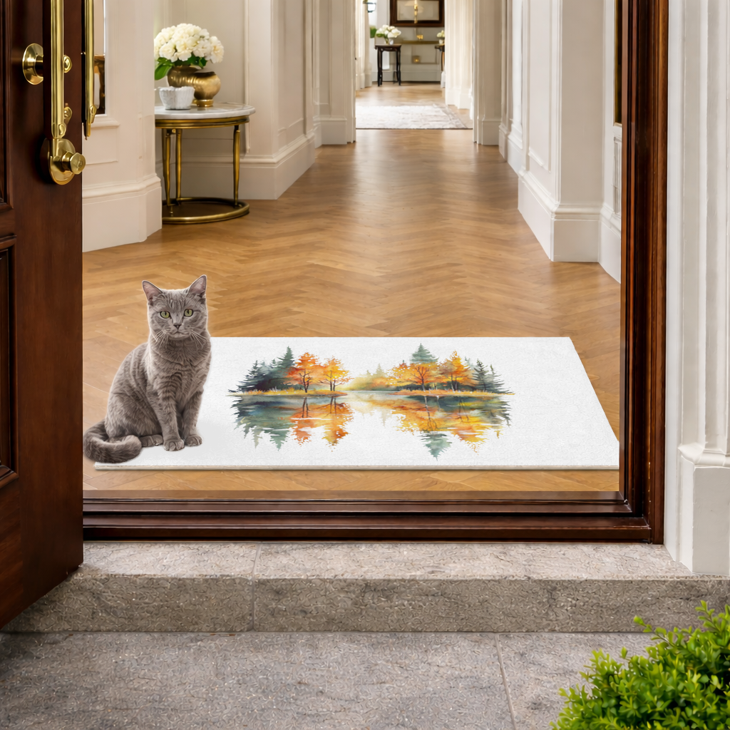Autumn Forest Lake Reflection Doormat