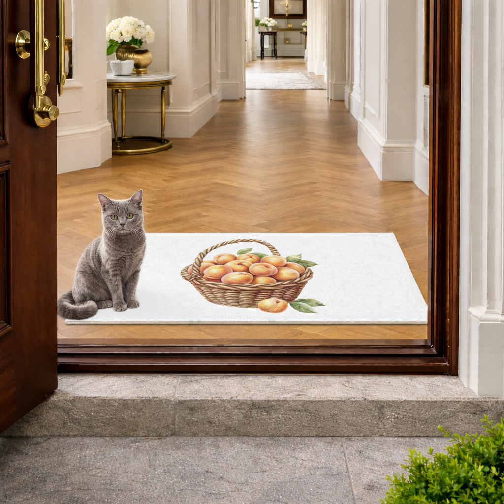 Fresh Peaches in Wicker Basket Doormat