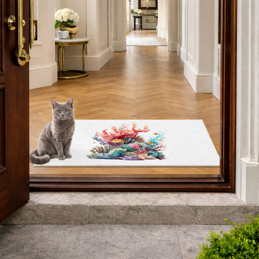 Vibrant Coral Reef and Tropical Fish Doormat
