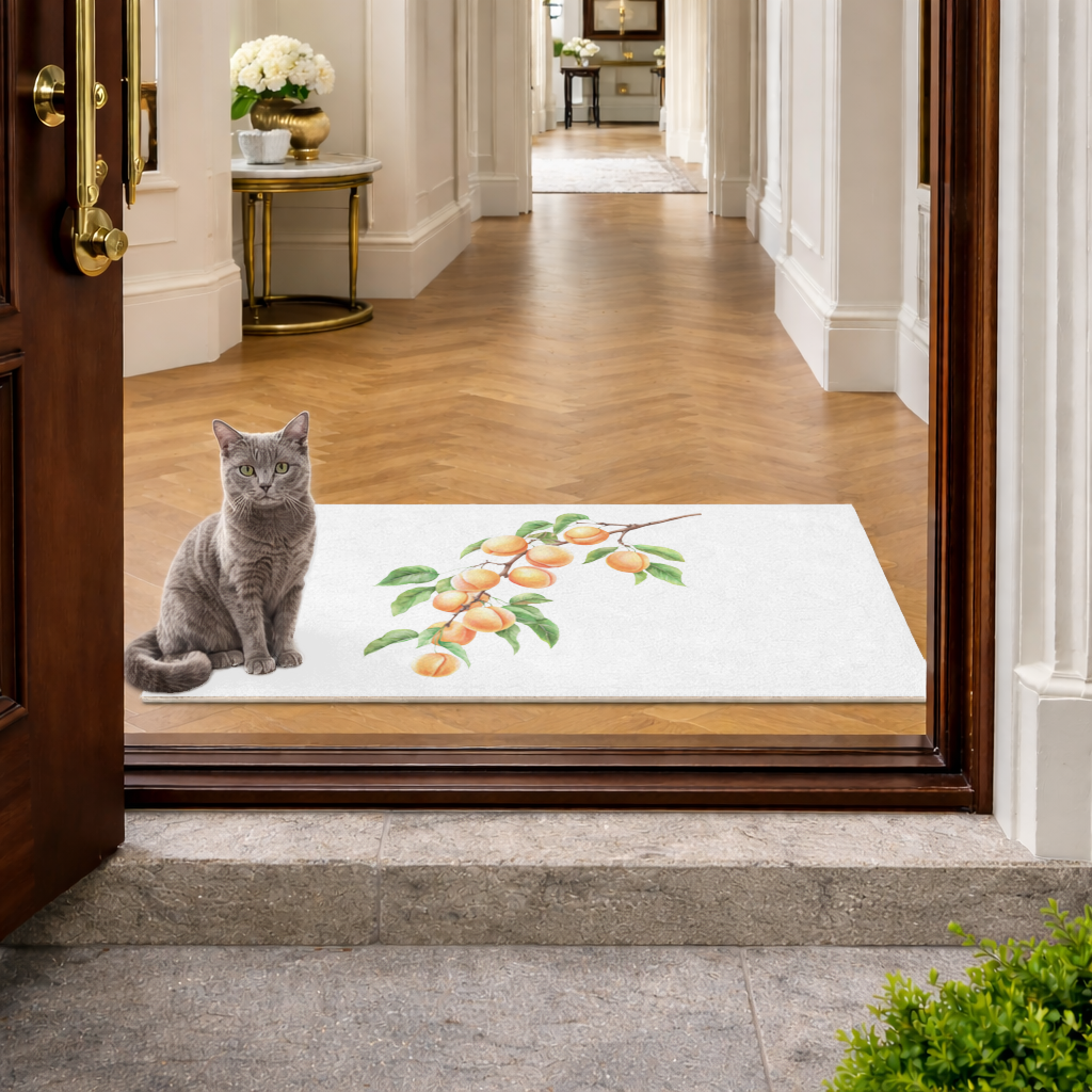 Ripe Orange Apricot Fruit Branch Doormat