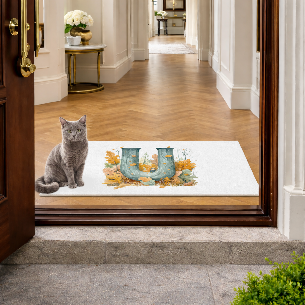 Autumn Woodland Initial Letter U Doormat