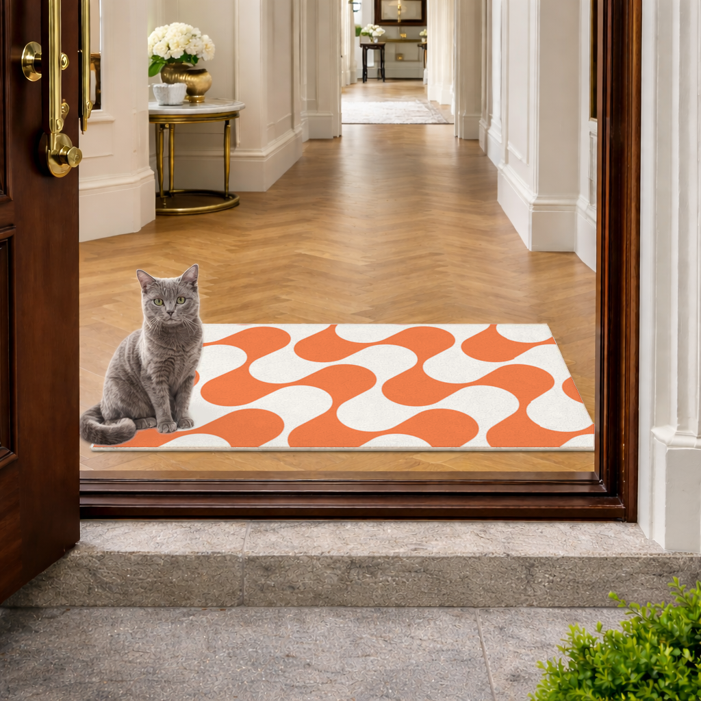 Retro 70s Orange Cream Groovy Curves Doormat