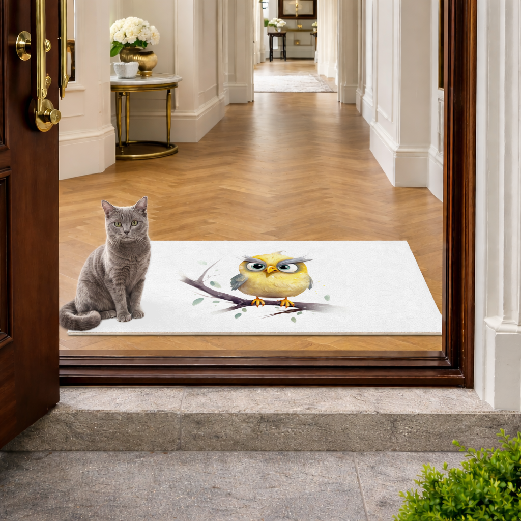 Grumpy Yellow Owl Doormat