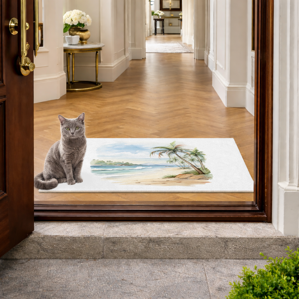 Tropical Palm Tree Beach Doormat