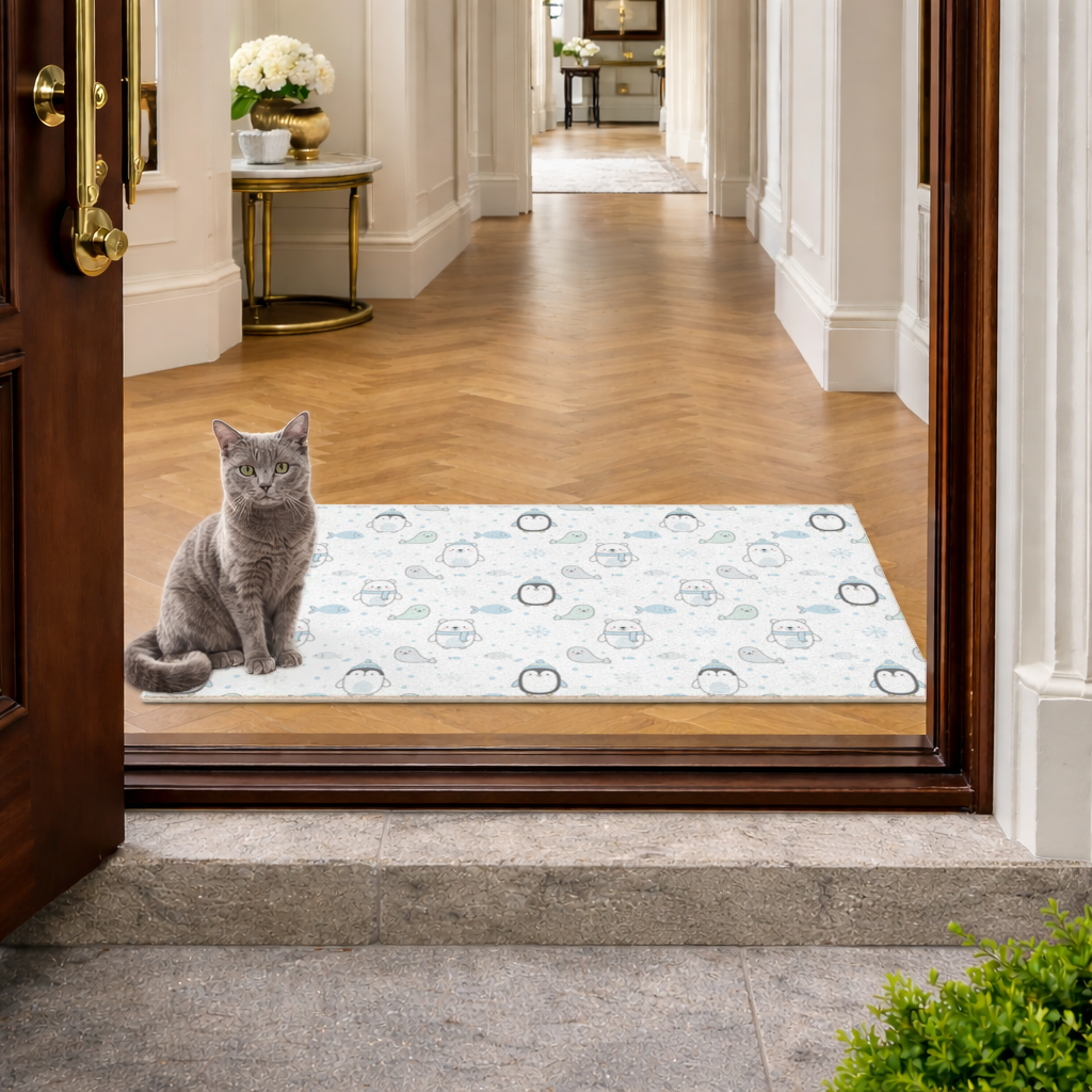 Cute Arctic Animals Winter Pattern Doormat