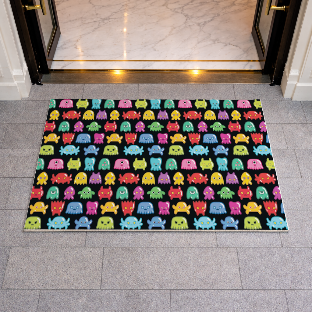Cute Colorful Monsters Seamless Pattern Doormat