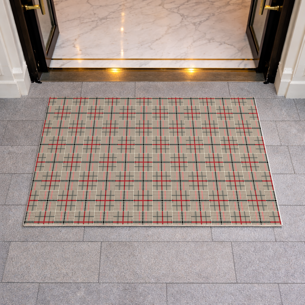 Red Black Geometric Tribal Pattern Doormat