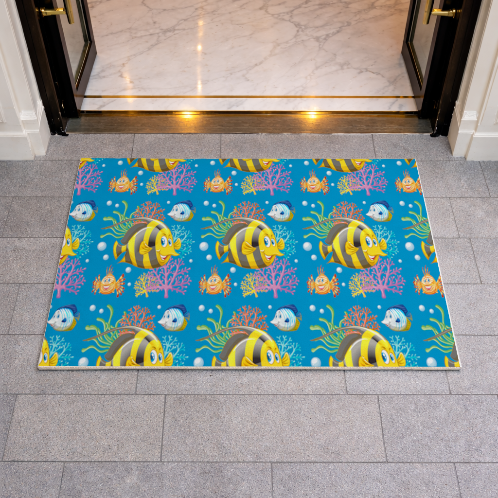 Colorful Tropical Fish and Coral Reef Pattern Doormat