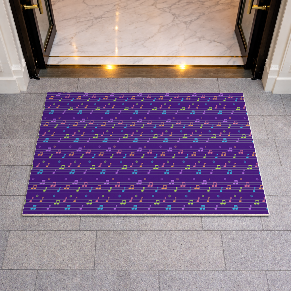 Colorful Music Notes and Modern Rhythm Seamless Pattern Doormat