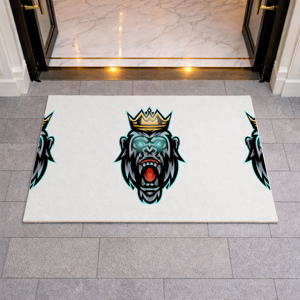 Angry Gorilla King with Crown Graphic - Neon Mascot Design Doormat