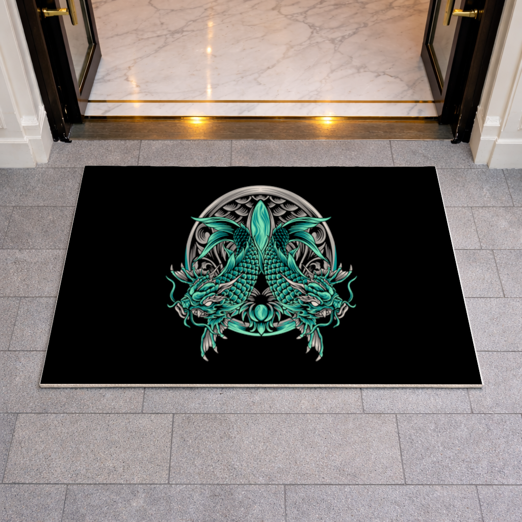 Turquoise Twin Dragon Emblem Design 