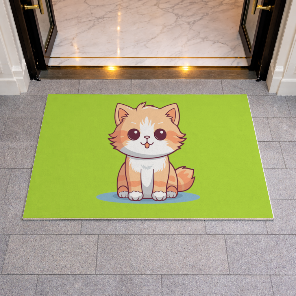 Cute Orange Cat Illustration Doormat