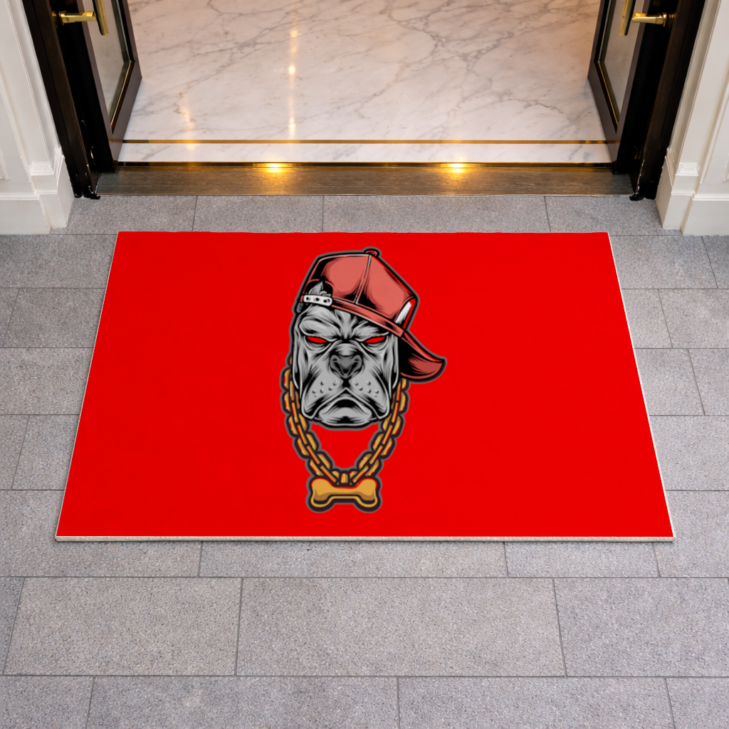 Hip Hop Style Gangster Dog Illustration Doormat