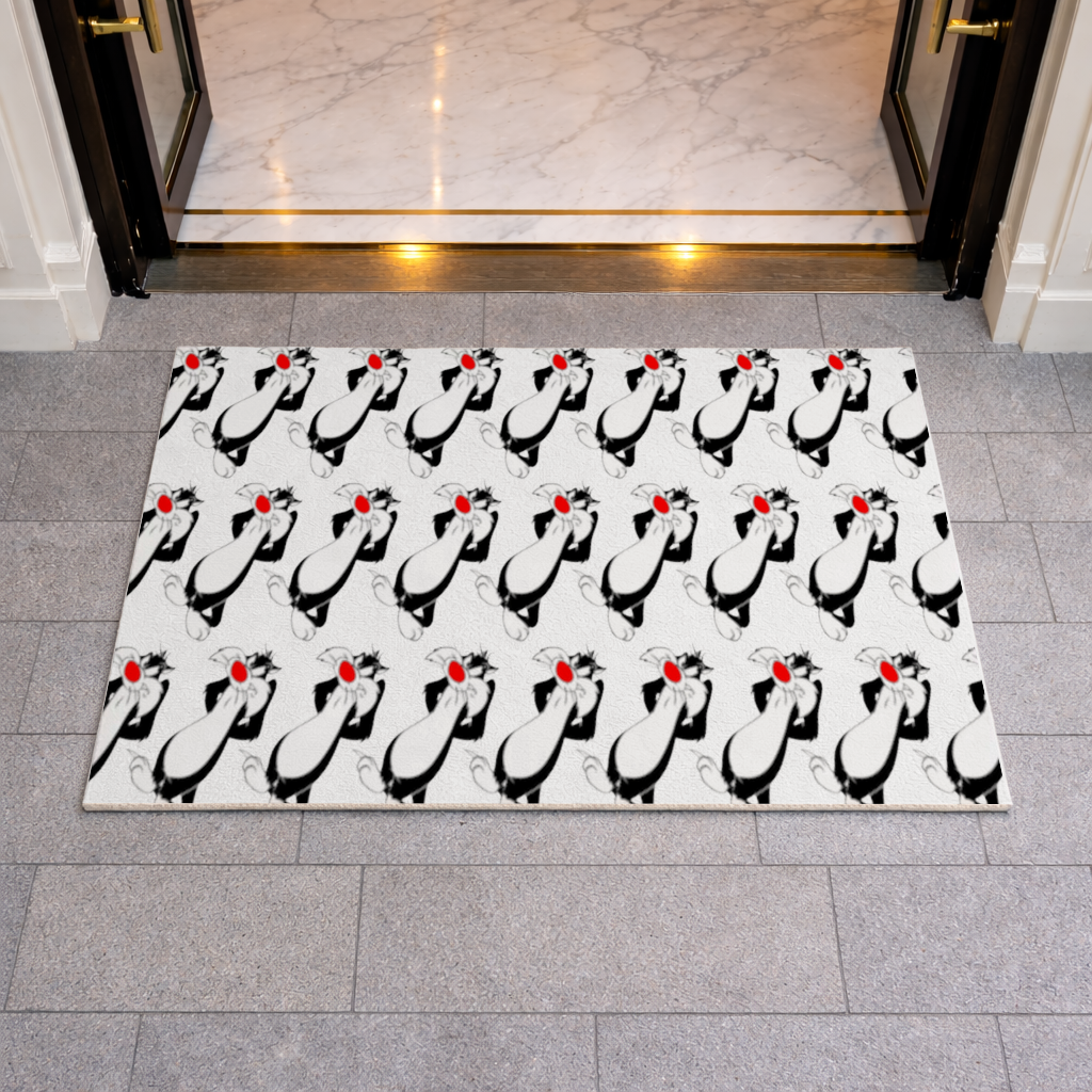 Funny Cartoon Cat Illustration Doormat