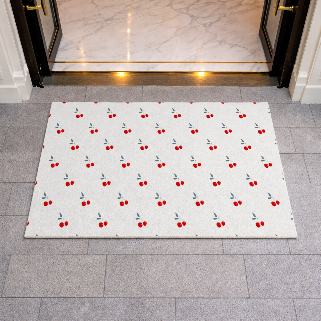 Minimal Cherry Repeat Pattern Background Doormat