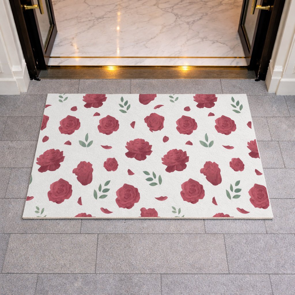 Red Rose and Leaf Romantic Seamless Pattern 