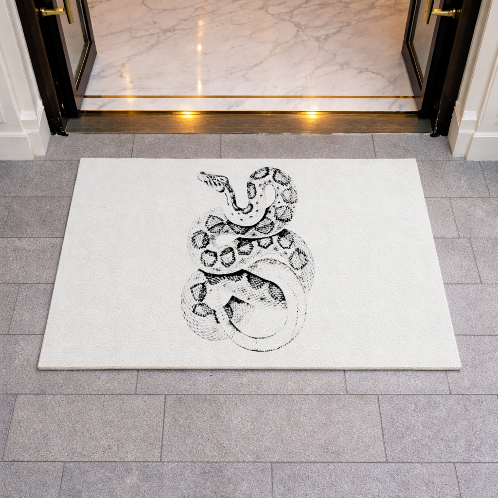 Detailed Vintage Rattlesnake Illustration Doormat