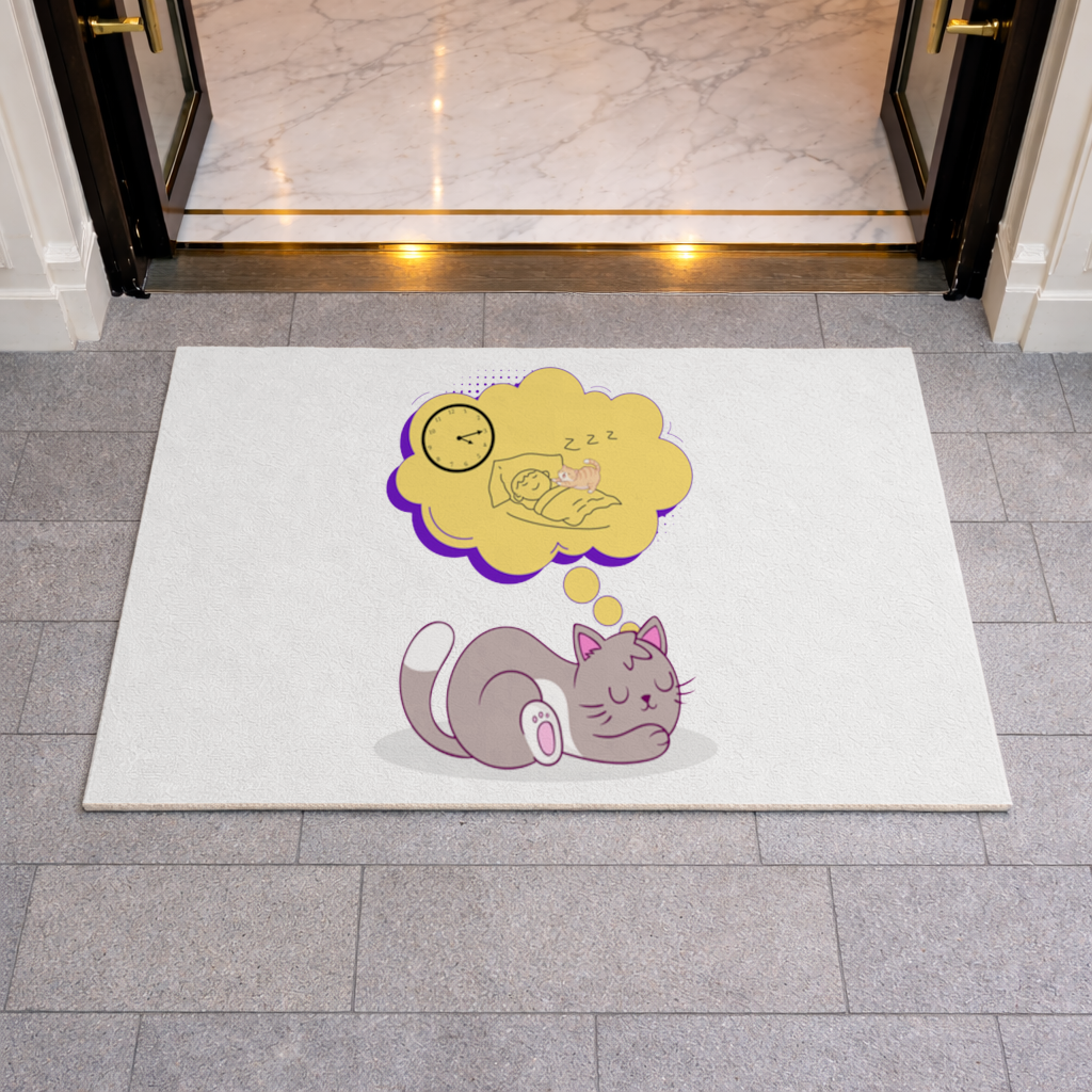 Cat Planning a 4 AM Zoomies Illustration Doormat