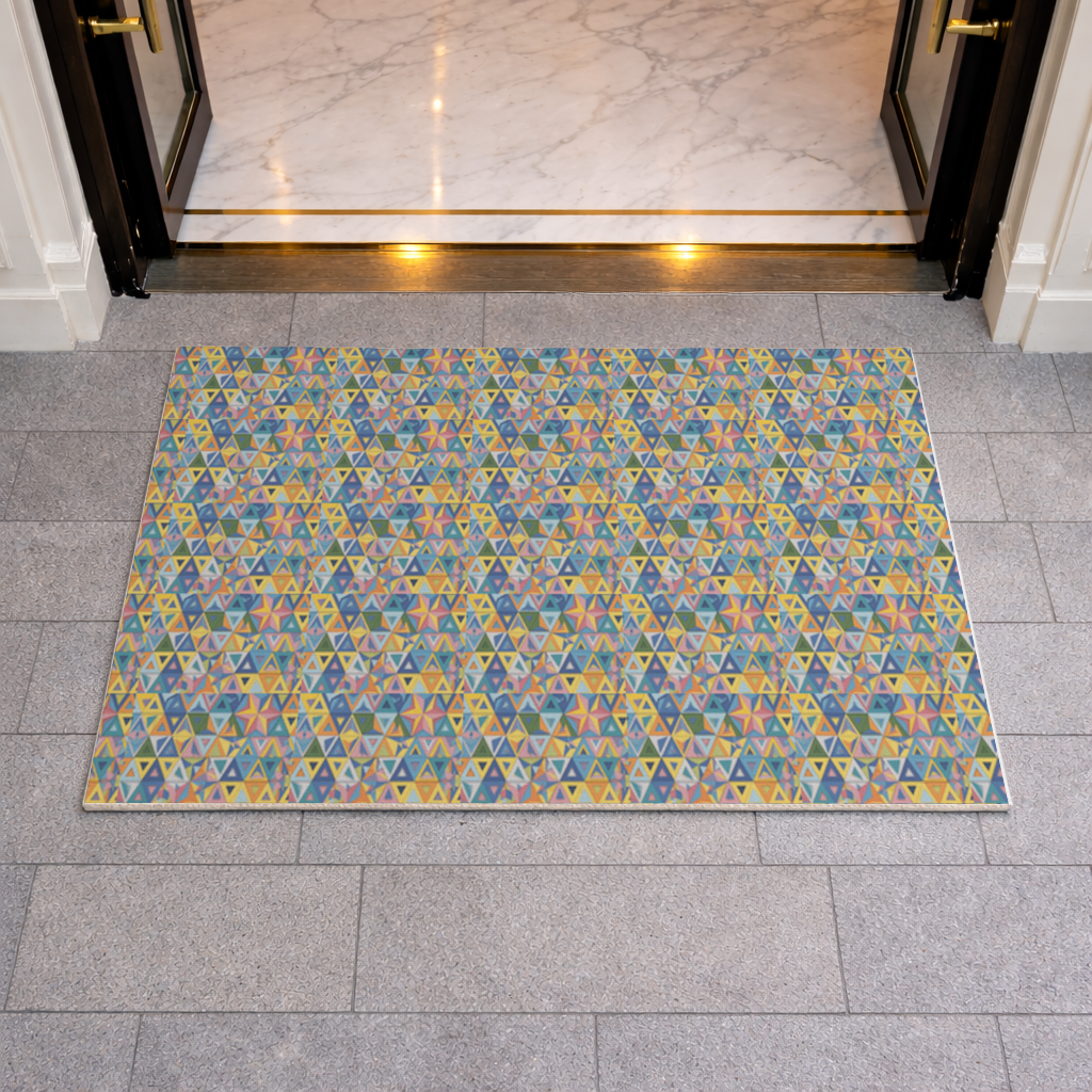 Rengarenk üçgenlerin deseni. Kapı Önü Paspası