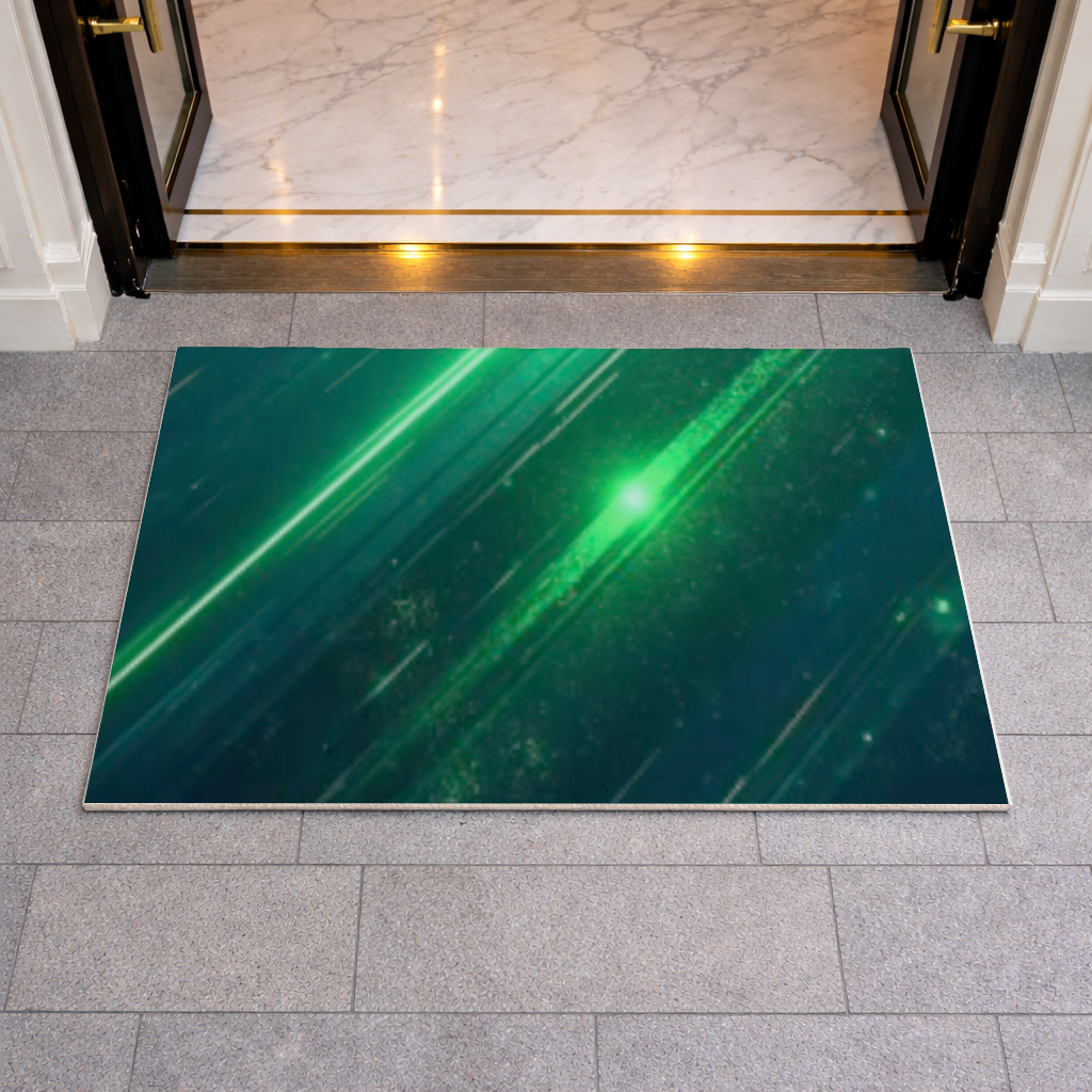 Green bright strips on black background. Doormat