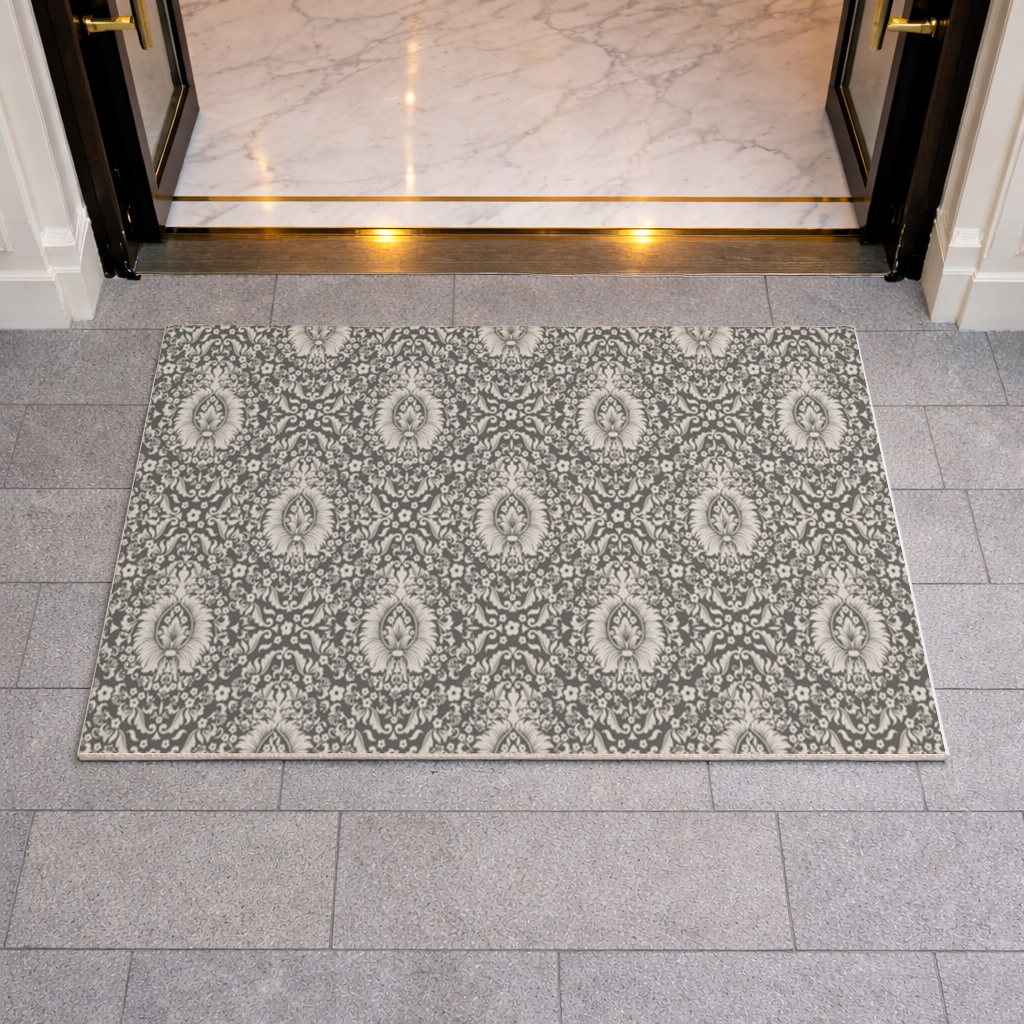 Classic Vintage Damask Floral Pattern Doormat