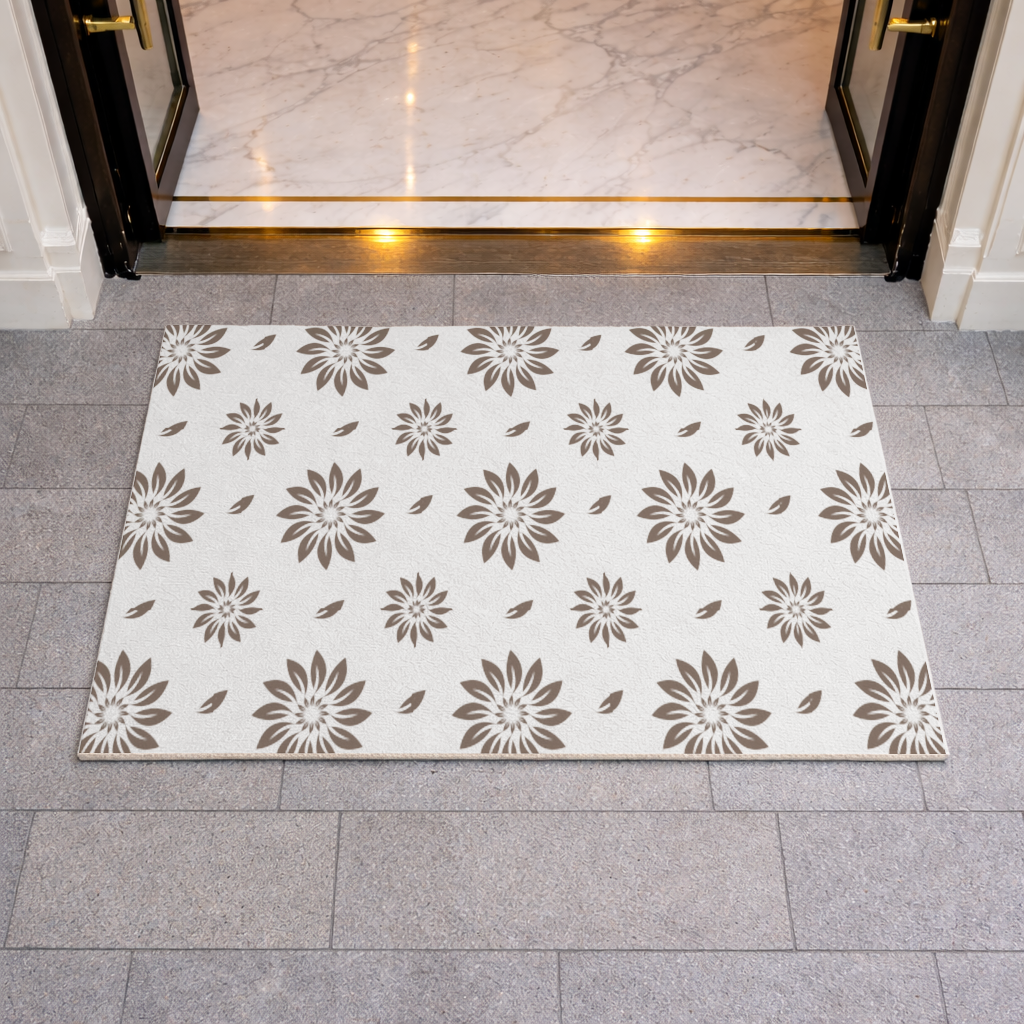 Minimalist Modern Brown Floral Pattern Doormat