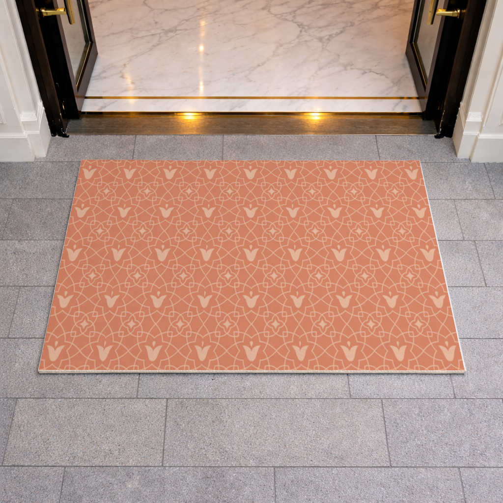 Modern Geometric Linear Terracotta Pattern Doormat