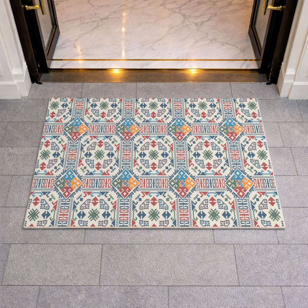 Multicolor Ethnic Geometric Motif Doormat