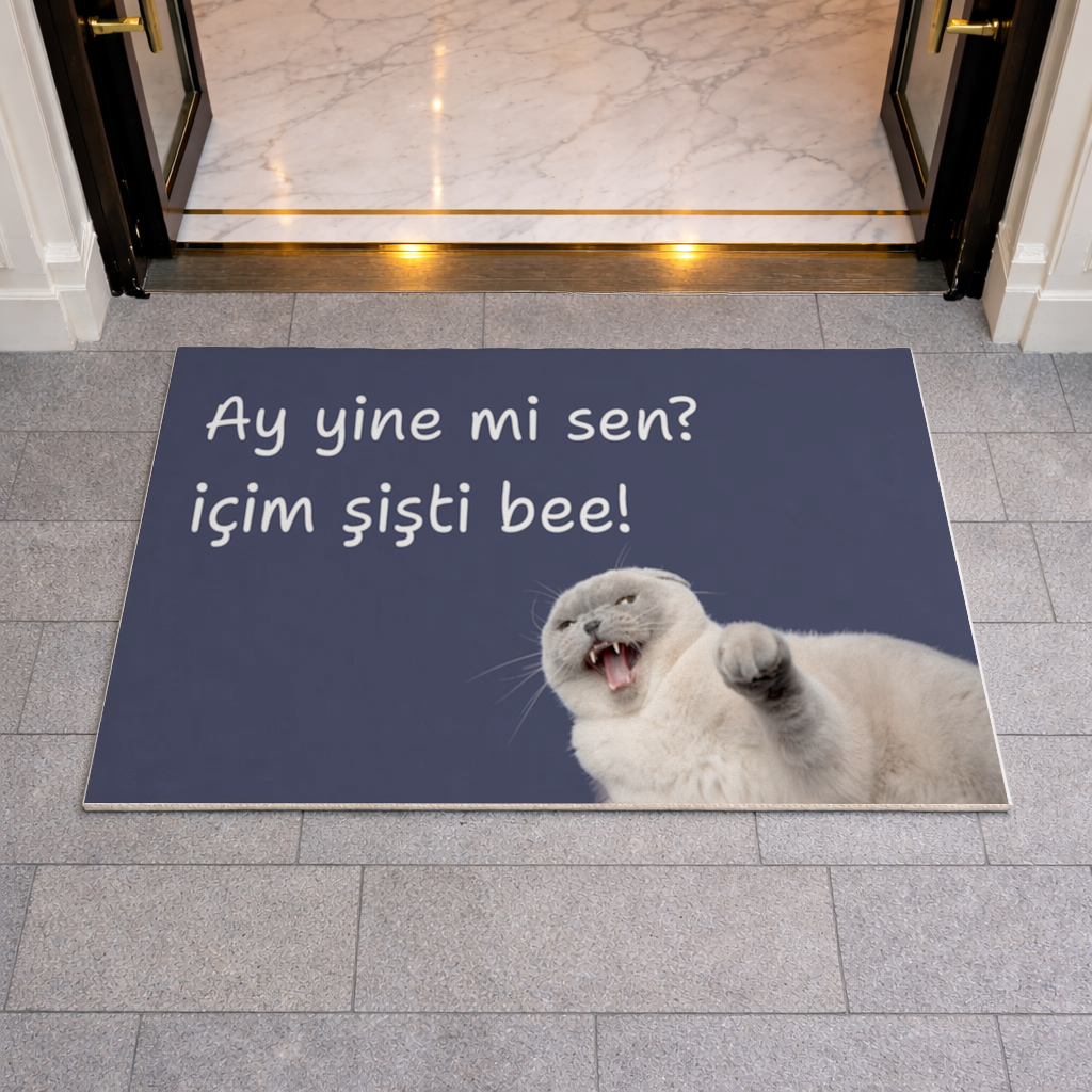 Relatable Grumpy Cat with Sarcastic Line Doormat
