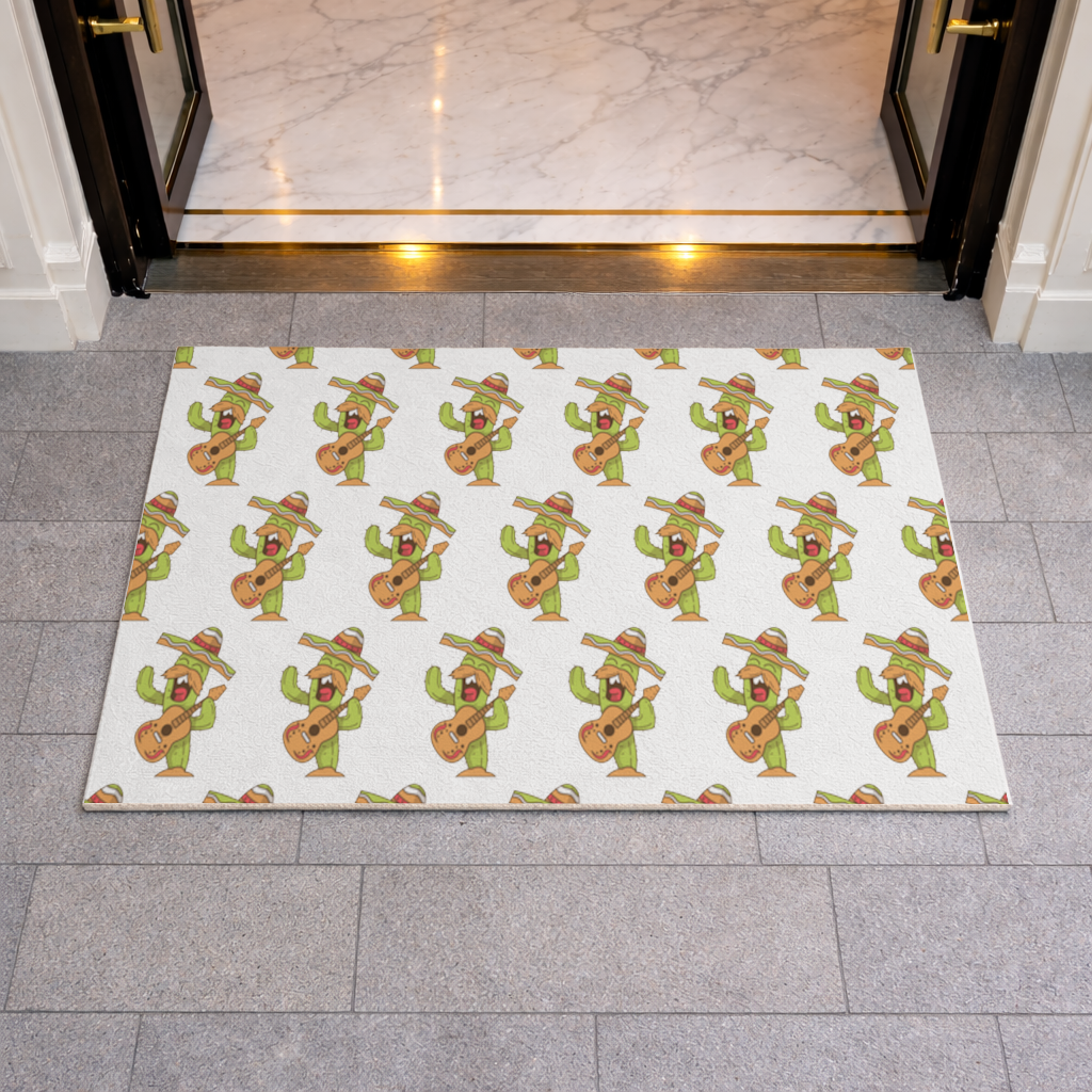 Mariachi Cactus Playing Guitar Doormat