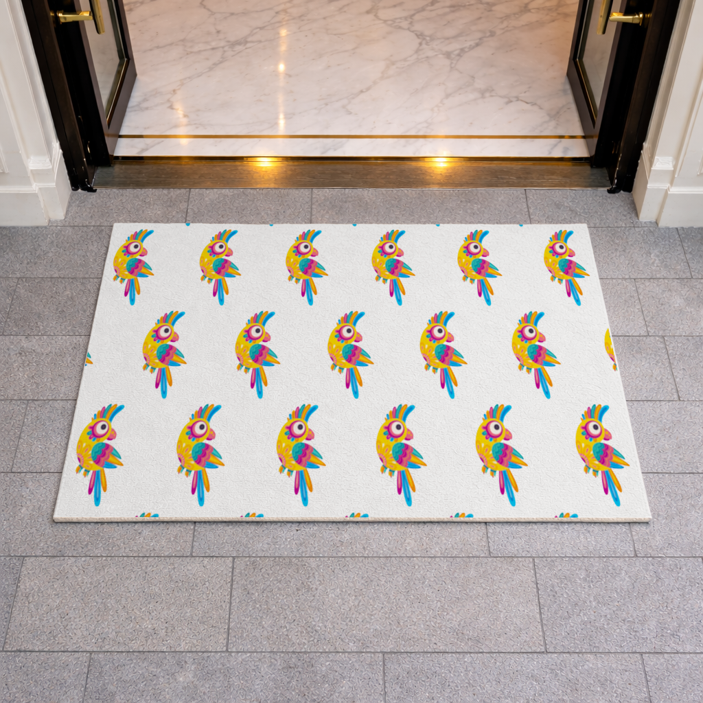 Vibrant Tropical Parrot Folk Doormat