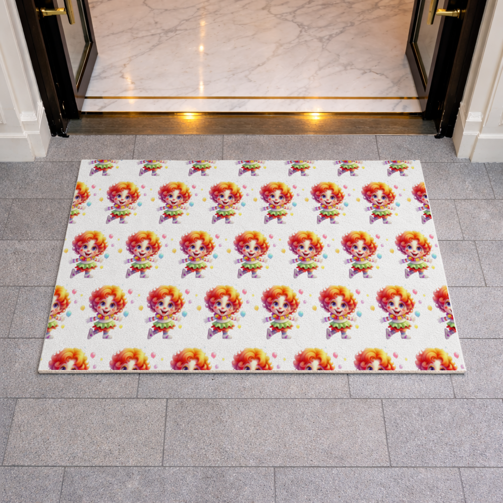 Cute Rainbow Hair Happy Clown Doormat