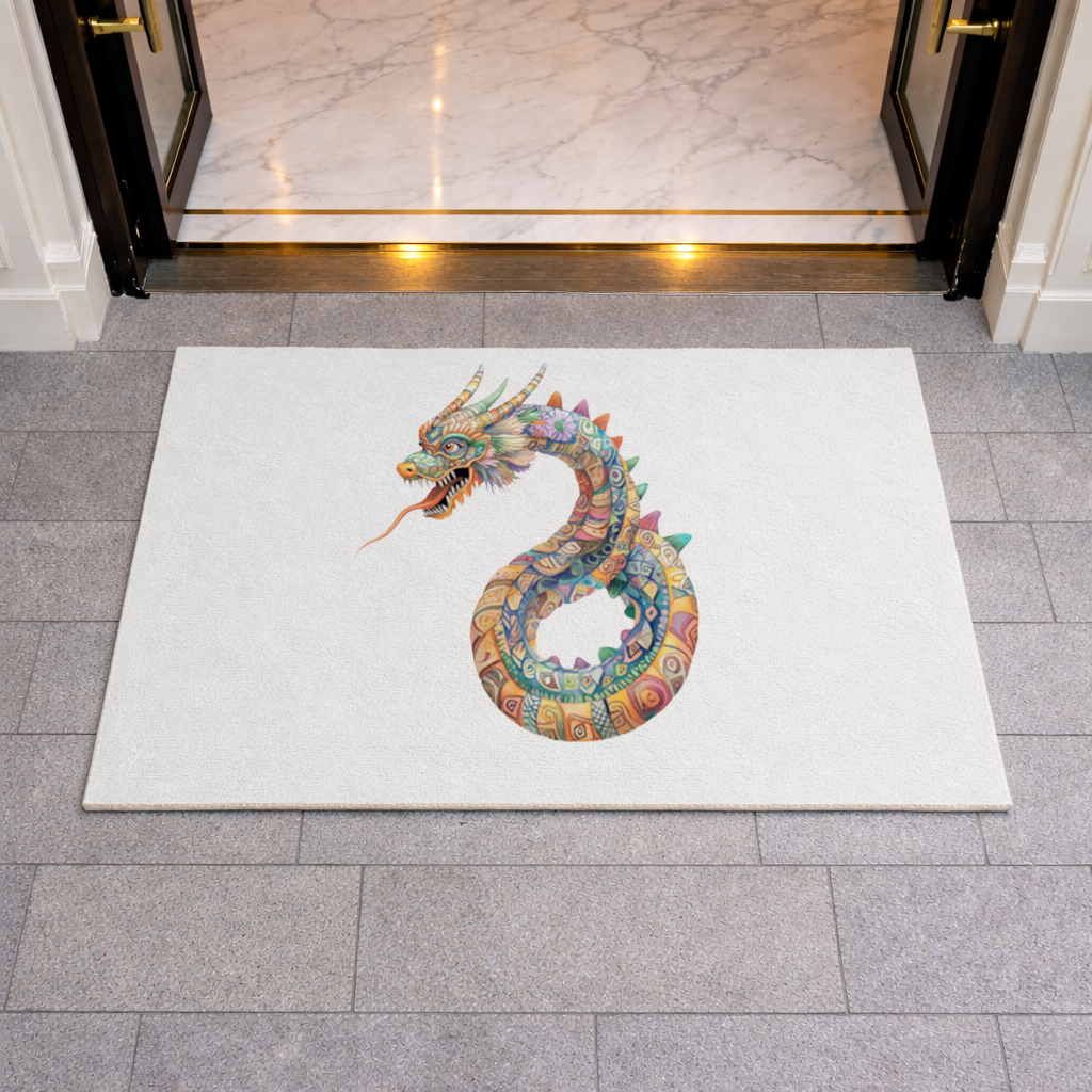 Colorful Mosaic Chinese Dragon Doormat