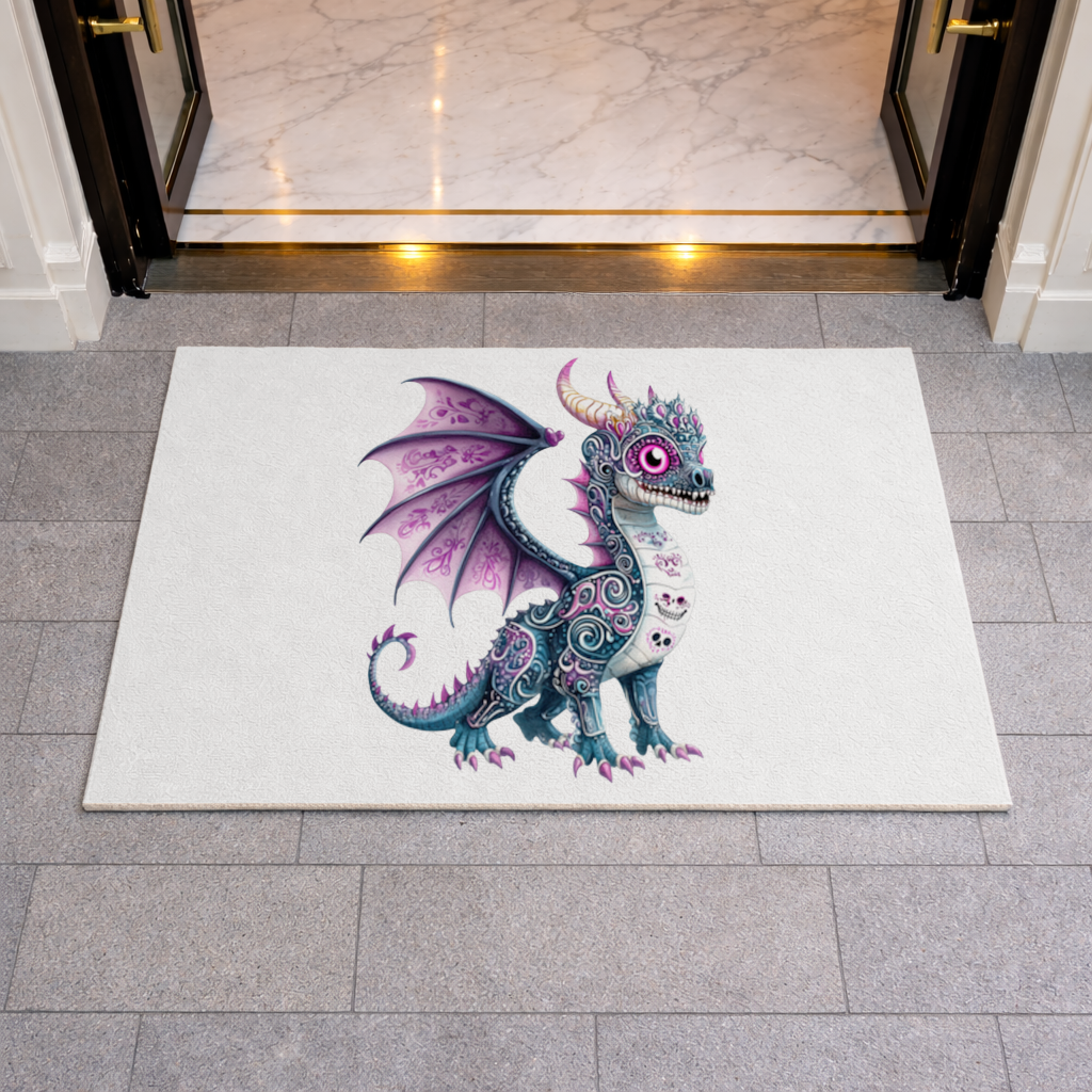 Purple Sugar Skull Dragon Doormat