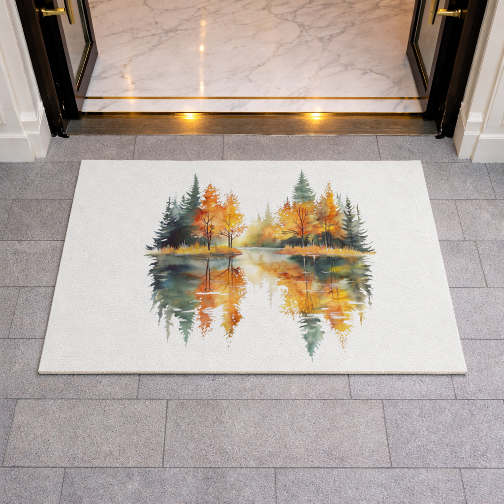 Autumn Forest Lake Reflection Doormat