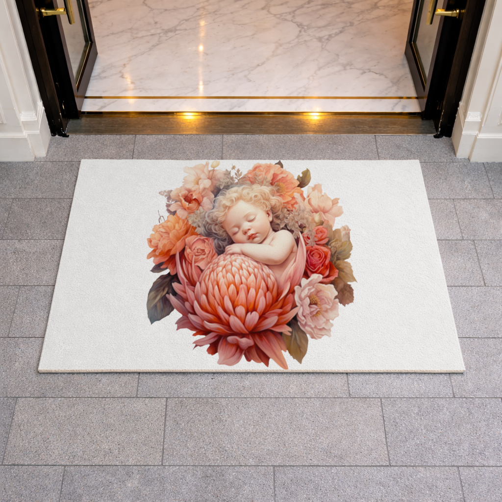 Ethereal Cottagecore Sleeping Baby Doormat