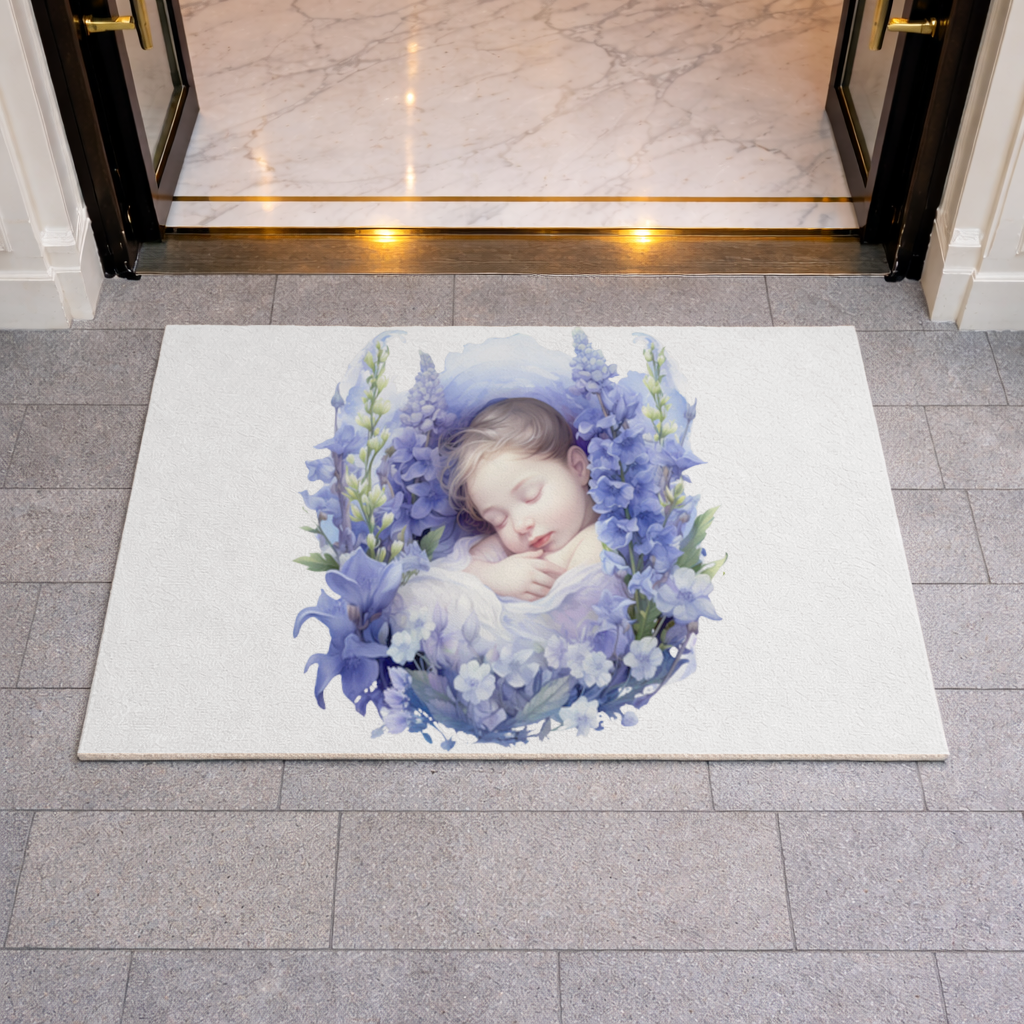 Sleeping Baby Blue Larkspur Doormat