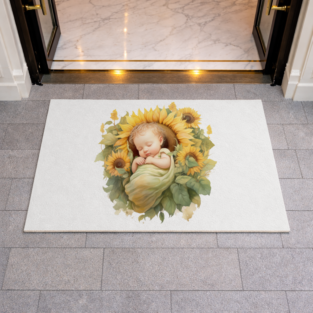 Sleeping Baby in Sunflower Doormat