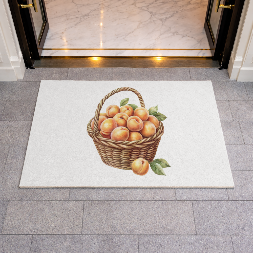 Fresh Peaches in Wicker Basket Doormat