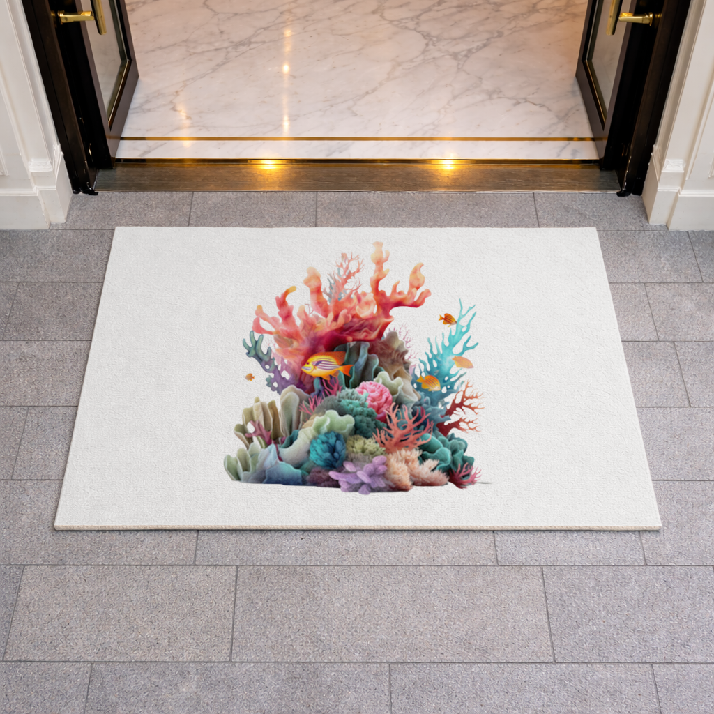Vibrant Coral Reef and Tropical Fish Doormat