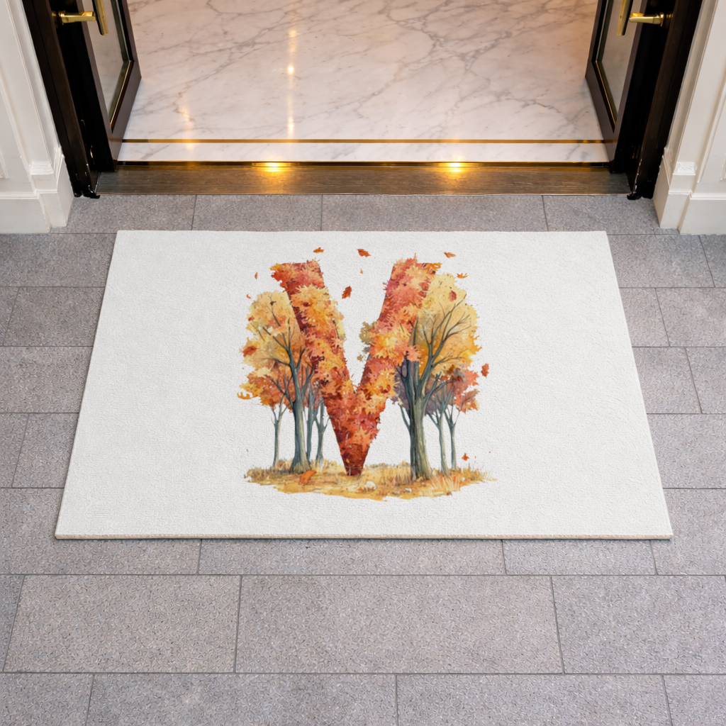 Orange Autumn Forest Letter M Doormat