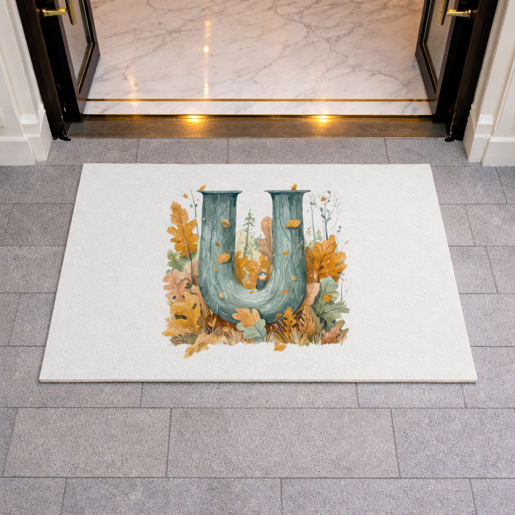 Autumn Woodland Initial Letter U Doormat