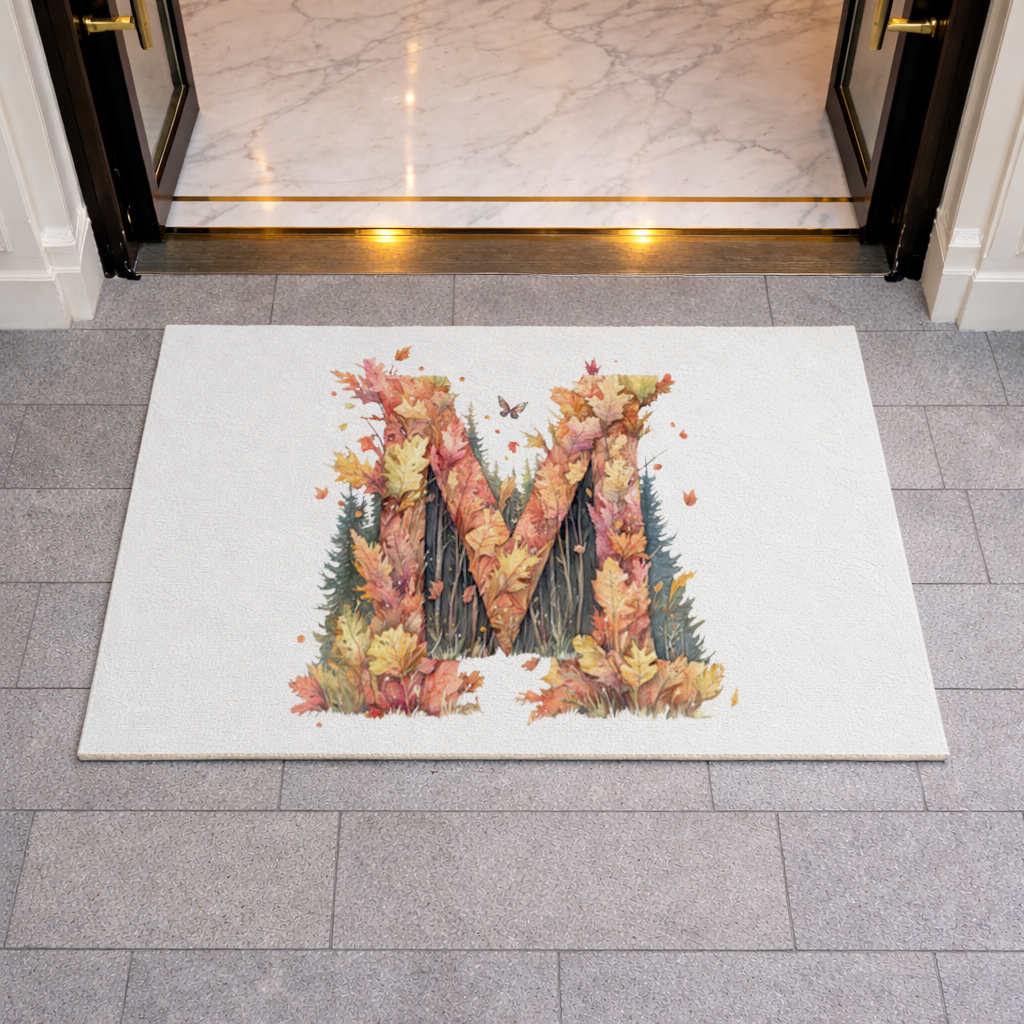 Autumn Letter M With Fall Leaves Doormat