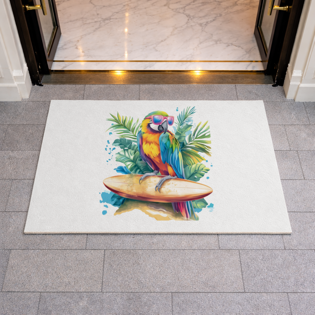 Surfing Parrot with Pink Sunglasses 