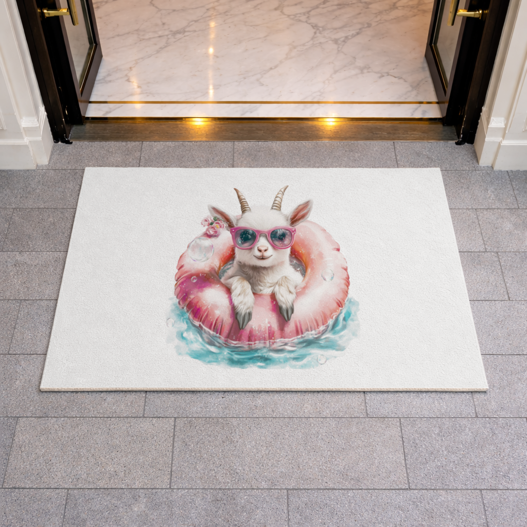 Pembe Gözlüklü Havuzda Yavru Keçi Kapı Önü Paspası