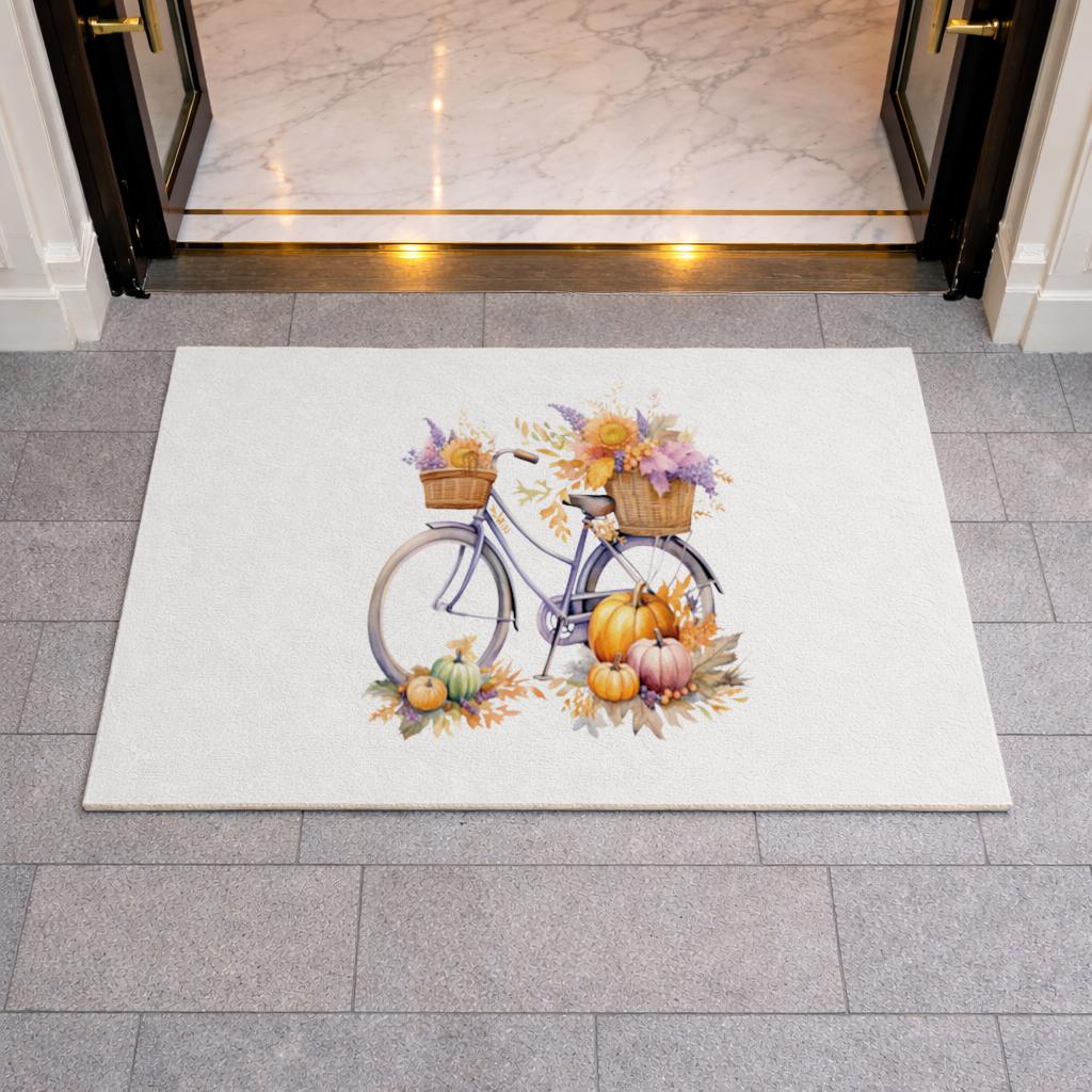 Lavender Autumn Bicycle with Pumpkins 