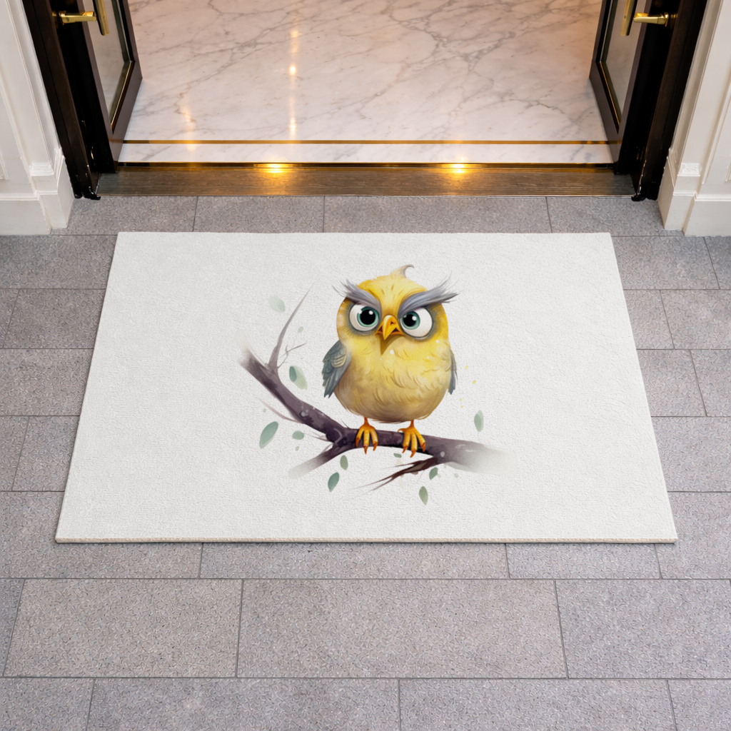 Grumpy Yellow Owl Doormat