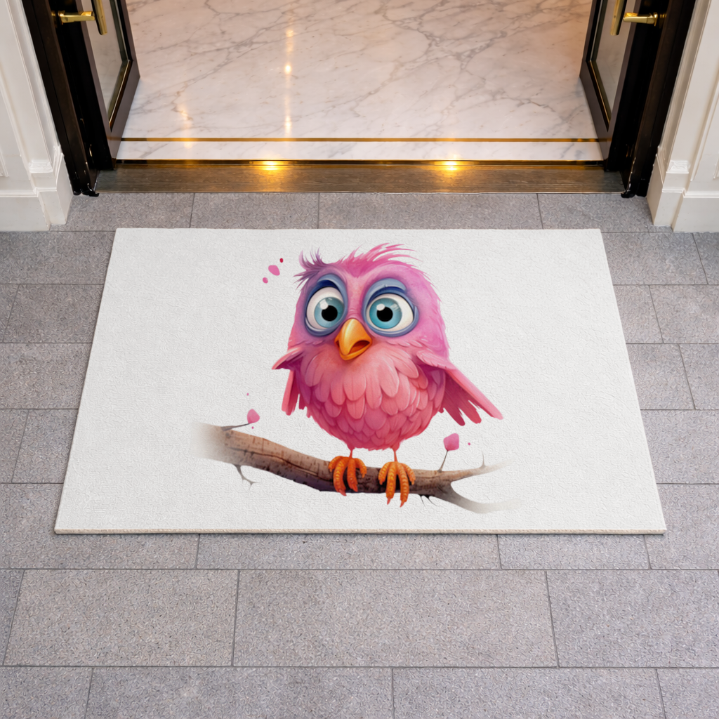 Cute Pink Bird with Large Blue Eyes 
