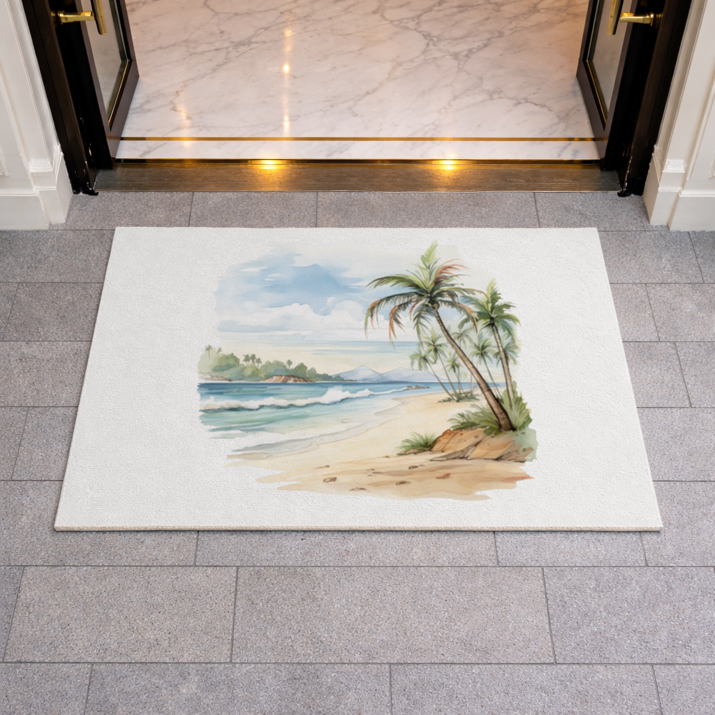 Tropical Palm Tree Beach Doormat