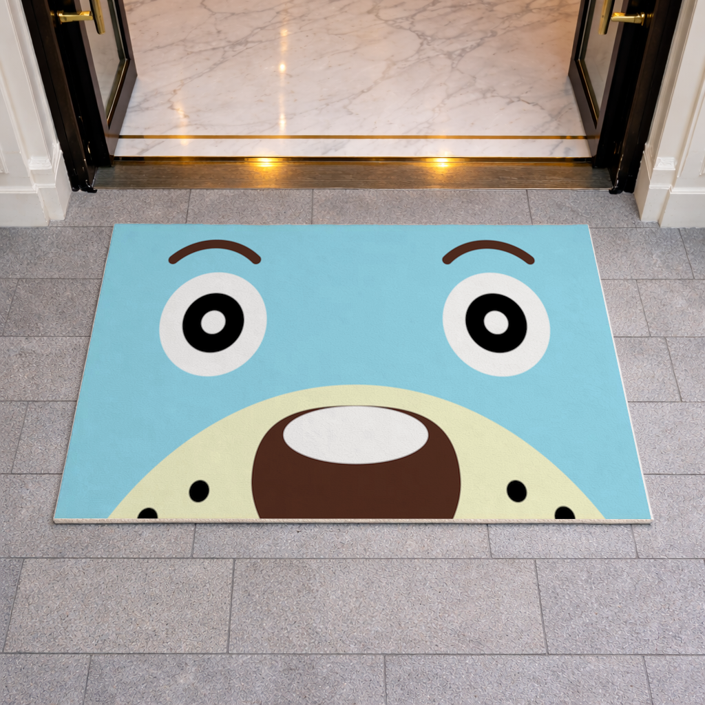 Teddy Bear Pooli-Cute Blue Bear Pooli Face Doormat